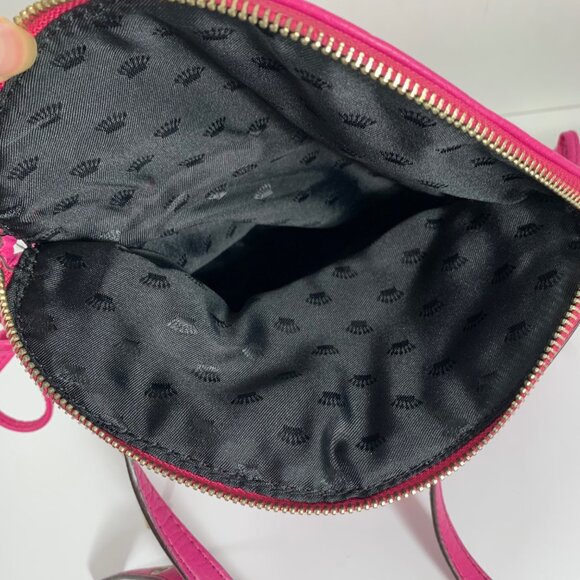 JUICY COUTURE Hot Pink Faux Leather Crossbody Bag Crown Logo Side Drawstrings - Picture 9 of 10